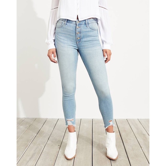 hollister classic stretch ultra high rise crop super skinny jeans